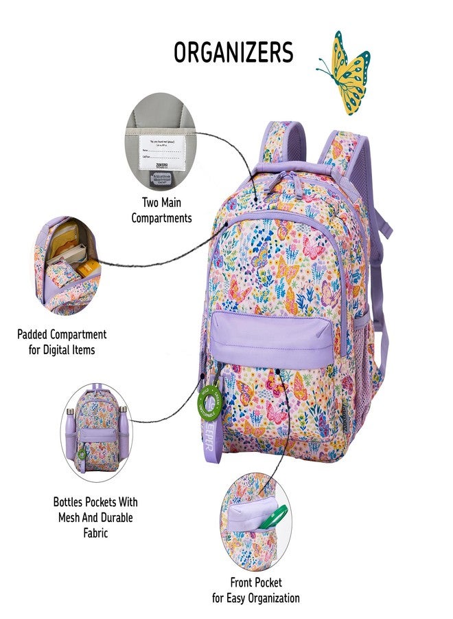 ZOOKEEPER School Bag for Boys & Girls Kids School Bags for 2-5 Years Lightweight, Water-Resistant Backpack for Toddlers, Preschool & Nursery Cute Butterfly Design (Pink, 8L) - Image 3